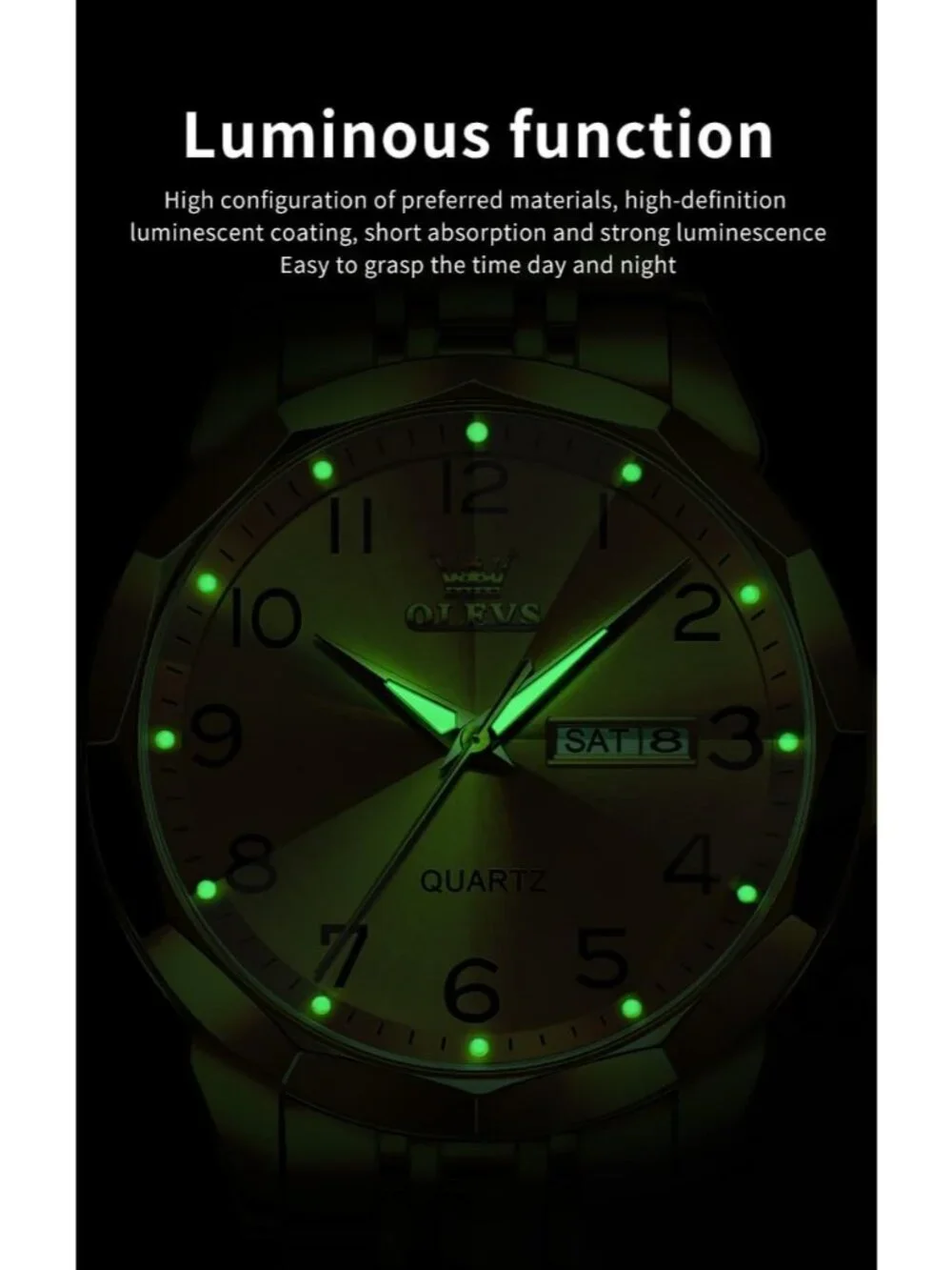 Men's Gold Brown Analog Stainless Steel Waterproof Luminous Date Wrist Watches